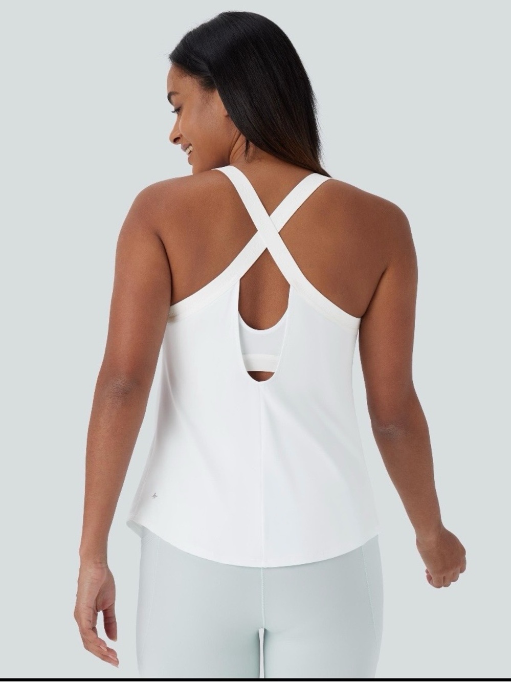 HALARA White Crisscross Back Tank Top